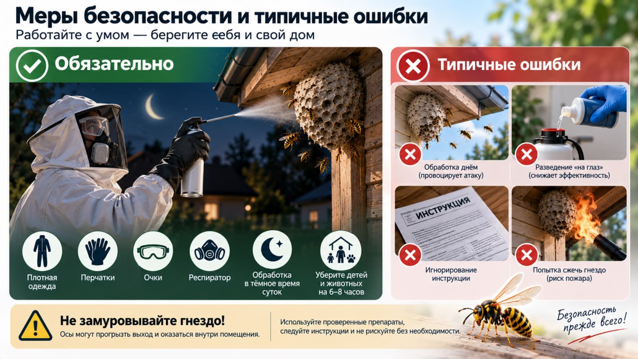 Меры безопасности и типичные ошибки при работе с препаратами против ос